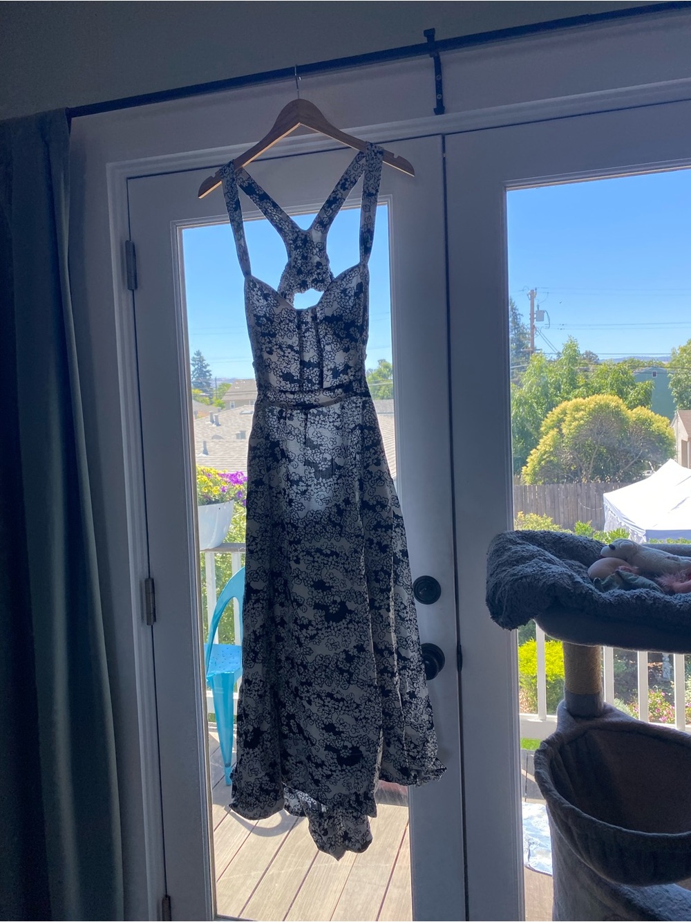 Anthropologie Black and Cream Floral Dress
